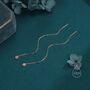 Sterling Silver Tiny Hammered Disk Chain Threader Earrings, thumbnail 6 of 11