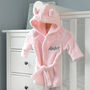 Personalised Pink Baby Dressing Gown With Ears On Hood, thumbnail 1 of 5