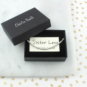 Sister Love Sterling Silver Morse Code Chain Bracelet, 8 of 10