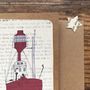 Lightship On Vintage Book Paper Greeting Card, thumbnail 2 of 3