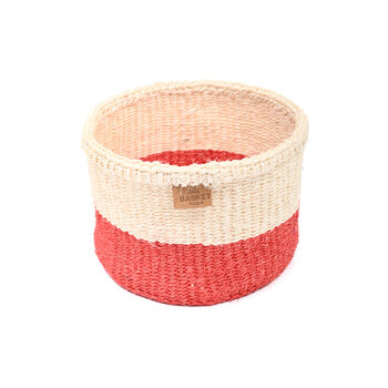 Tangu: Red Colour Block Woven Basket, 4 of 7