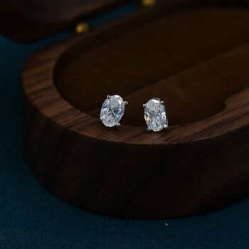 Moissanite Diamond Stud Earrings In Sterling Silver, 5 of 9