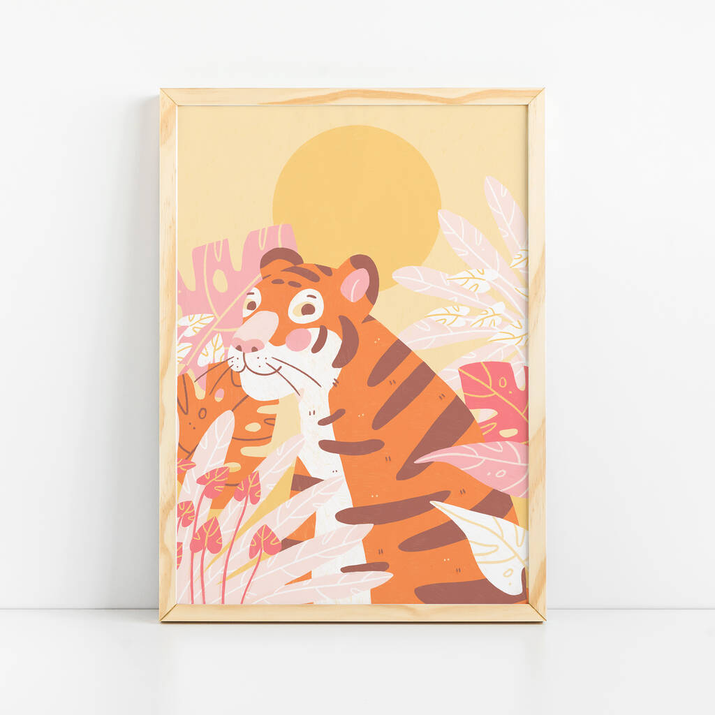 Smiling Tiger Art Print By Gosia Grodzka Illustration