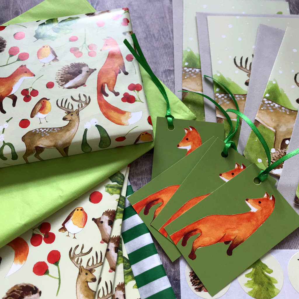 woodland bumper christmas wrapping paper kit by alexia claire