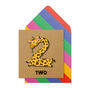 Handmade Kids Giraffe 2nd Birthday Personalised Greeting Card, thumbnail 1 of 5