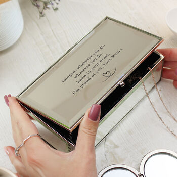 Personalised Heart Mirrored Jewellery Box – Elegant Gift For Her, 3 of 6