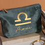 Personalised Velvet Zodiac Star Sign Make Up Bag Travel Case, thumbnail 2 of 7