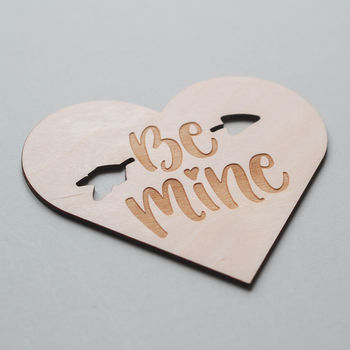 Wooden 'Be Mine' Valentine's Day Card, 3 of 4