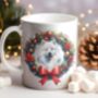Personalised Samoyed Christmas Wreath Dog Mug, thumbnail 1 of 2