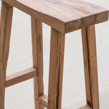 St Mawes Reclaimed Teak Outdoor Bar Stool, 2 of 3