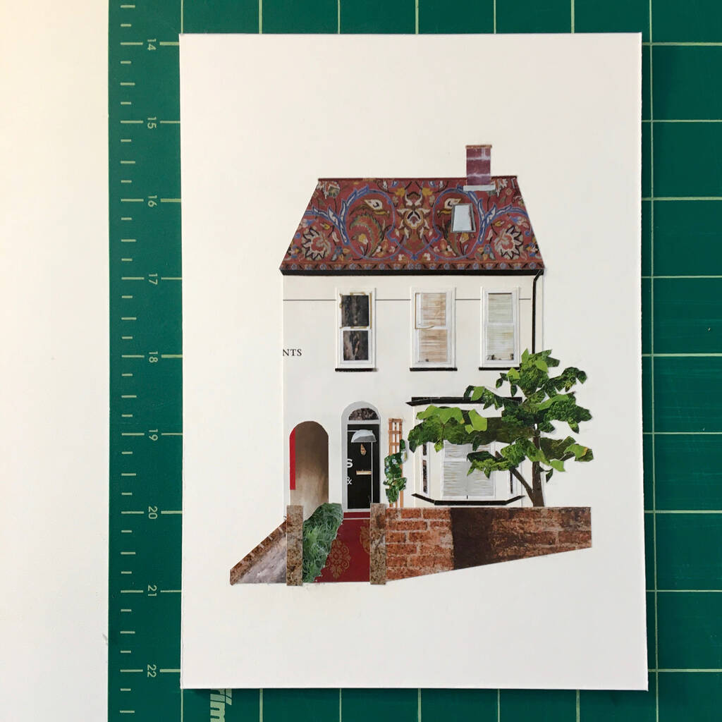 Personalised House Portrait Recycled Paper Collage By Soodle Street ...