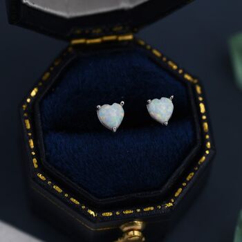 White Opal Stud Earrings In Sterling Silver, 8 of 12