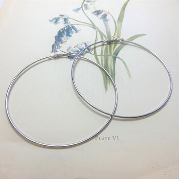 Extra Large Polished Silver Plated Hoop Earrings, 3 of 7