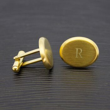 Personalised Men's Gold Plated Oval Cufflinks, 6 of 9