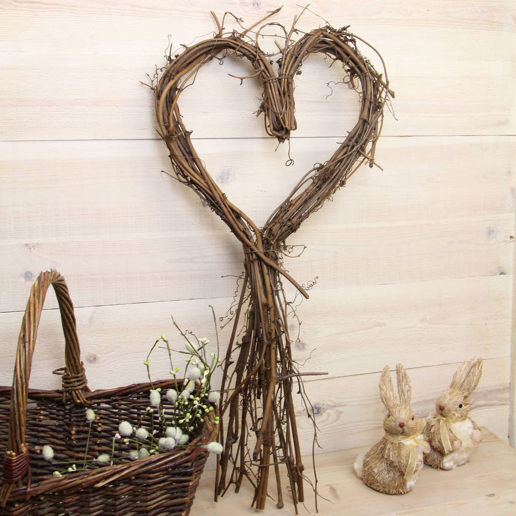 large twig heart wreath by the chicken and the egg