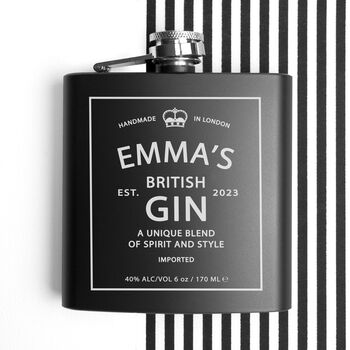 Personalised Vintage Gin Hip Flask, 3 of 7