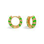 Neon Green Twisted Cubic Zirconia Huggie Hoop Earrings, thumbnail 1 of 2