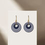 Navy And White Stripey Circular Earrings, thumbnail 1 of 6