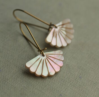 Mother Of Pearl Bridal Art Deco Scallop Earrings, 10 of 11