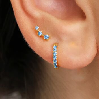 Tiny Aquamarine March Birthstone Climber Stud Earrings, 4 of 4