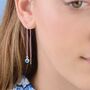 Personalised Silver Birthstone Threader Earrings, thumbnail 1 of 7