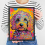 Colourful Cockapoo Dog Portrait Illustration Print, thumbnail 3 of 3