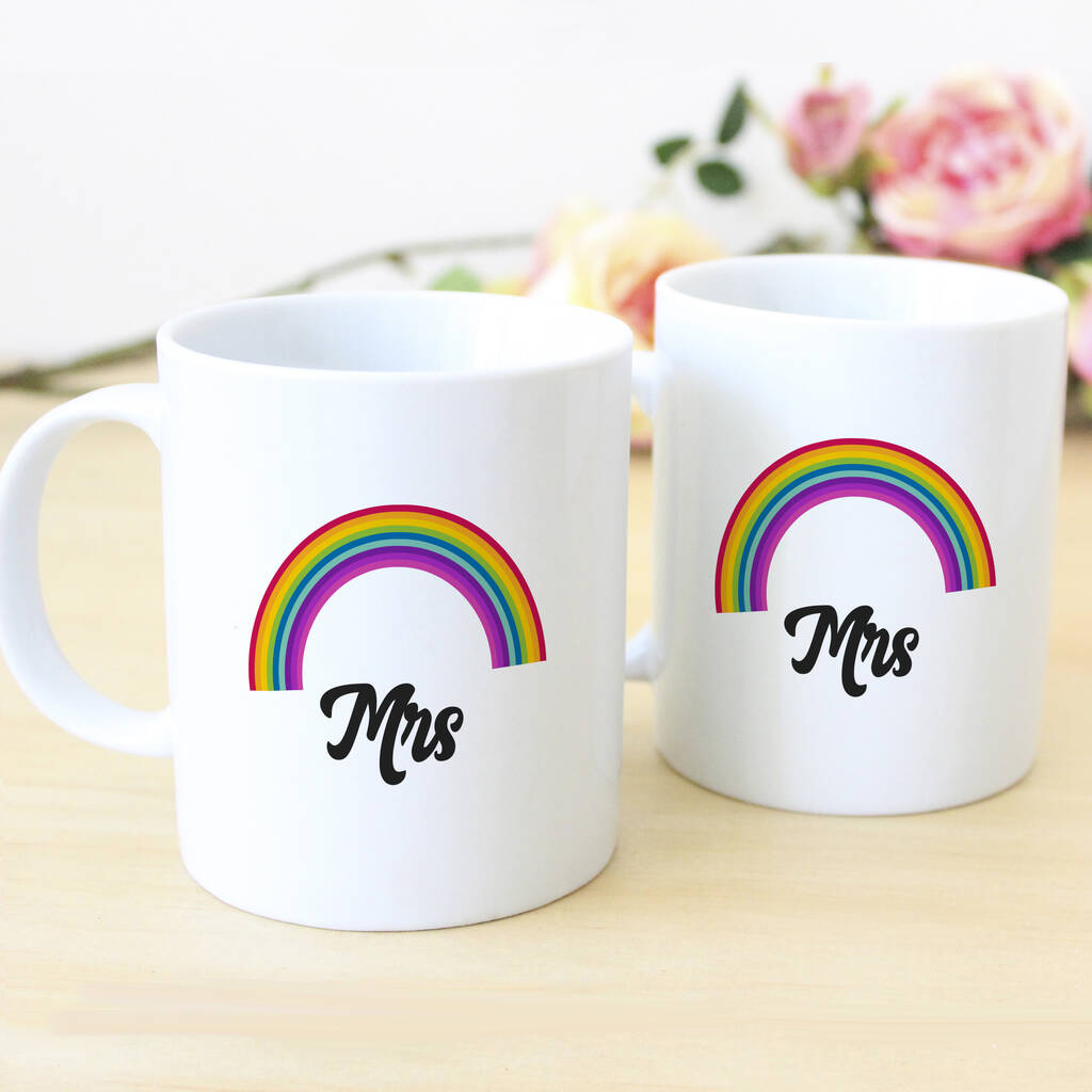 Personalised Rainbow Couple Mug Set By HoorayBelle