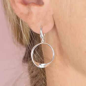 Sterling Silver Twisted Hoop Drop Earrings, 2 of 4