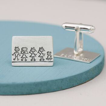 Personalised Cufflinks. Family Portrait Gift For Dad, 2 of 10