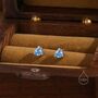 Sterling Silver Trillion Cut Topaz Blue Cz Stud Earrings, thumbnail 3 of 12