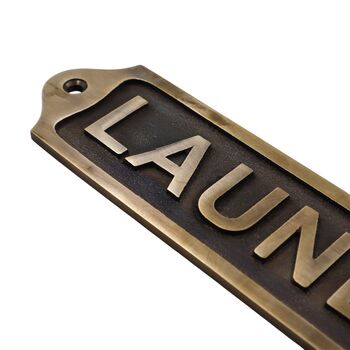 Solid Brass Laundry Plaque With Antique Finish, 5 of 11