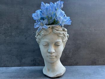 Roman Lady Head Plant Pot Handcrafted In/Outdoor Pot, 4 of 9