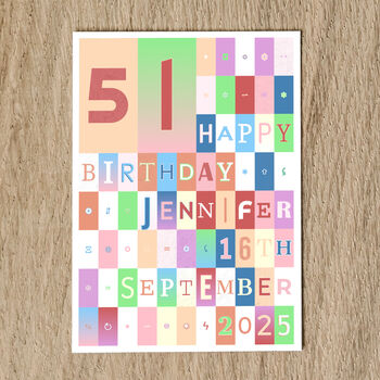 Personalised Birthday Card Age Name Date, 6 of 9