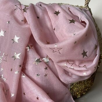 Rose Gold Sketch Stars Scarf In Pink, 2 of 3