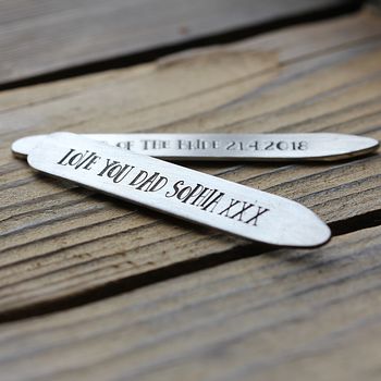 Deep Engraved Personalised Silver Collar Stiffeners, 5 of 6