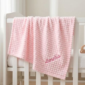 Personalised Pink Embossed Baby Blanket, 2 of 12