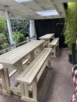 Bar Style Dining Table And Benches Treated, 3 of 12
