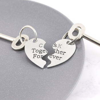 Couples Gift Together Forever Split Heart Keyring, 3 of 6