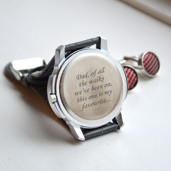 Personalised Engraved Stylish Silver Wrist Watch, 3 of 3