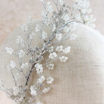 Silver Gypsophila Bridal Crown, 5 of 6