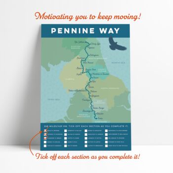 Pennine Way Map Art Print With Tick List, 5 of 7