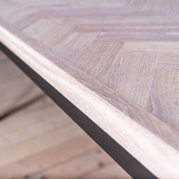 Medway Herringbone Oak Industrial Style Dining Table, 5 of 7