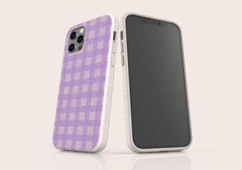 Purple Gingham Eco Friendly, Biodegradable Phone Case, 3 of 8