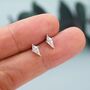 Sterling Silver Extra Tiny Rhombus Cz Stud Earrings, thumbnail 3 of 11
