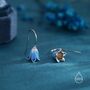 Sterling Silver Enamel Bluebell Flower Drop Hook Earrings, thumbnail 4 of 10