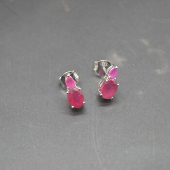 Ruby Silver Stud Earrings, July Birthstone Jewelry, 3 of 8