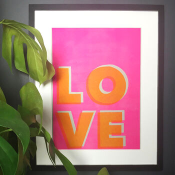 Love Typography Bright Riso Print, 2 of 9