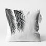 White Tropical Design Pillow Cover With Palm Leaves, thumbnail 1 of 6
