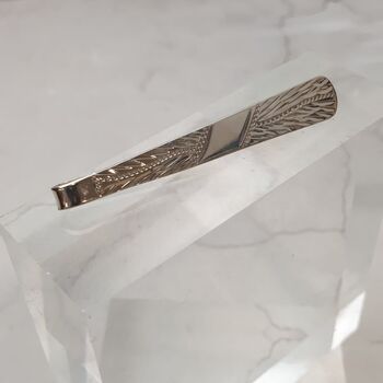 Tapered Engraved Solid Silver Tie Slide, 2 of 7
