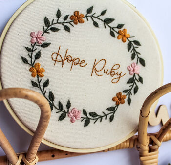 Personalised Name Floral Embroidery Decoration, 2 of 6
